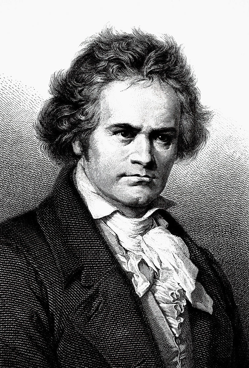 A gorgeous engraving of Ludwig van Beethoven, made in 1870 by Carl Jäger.