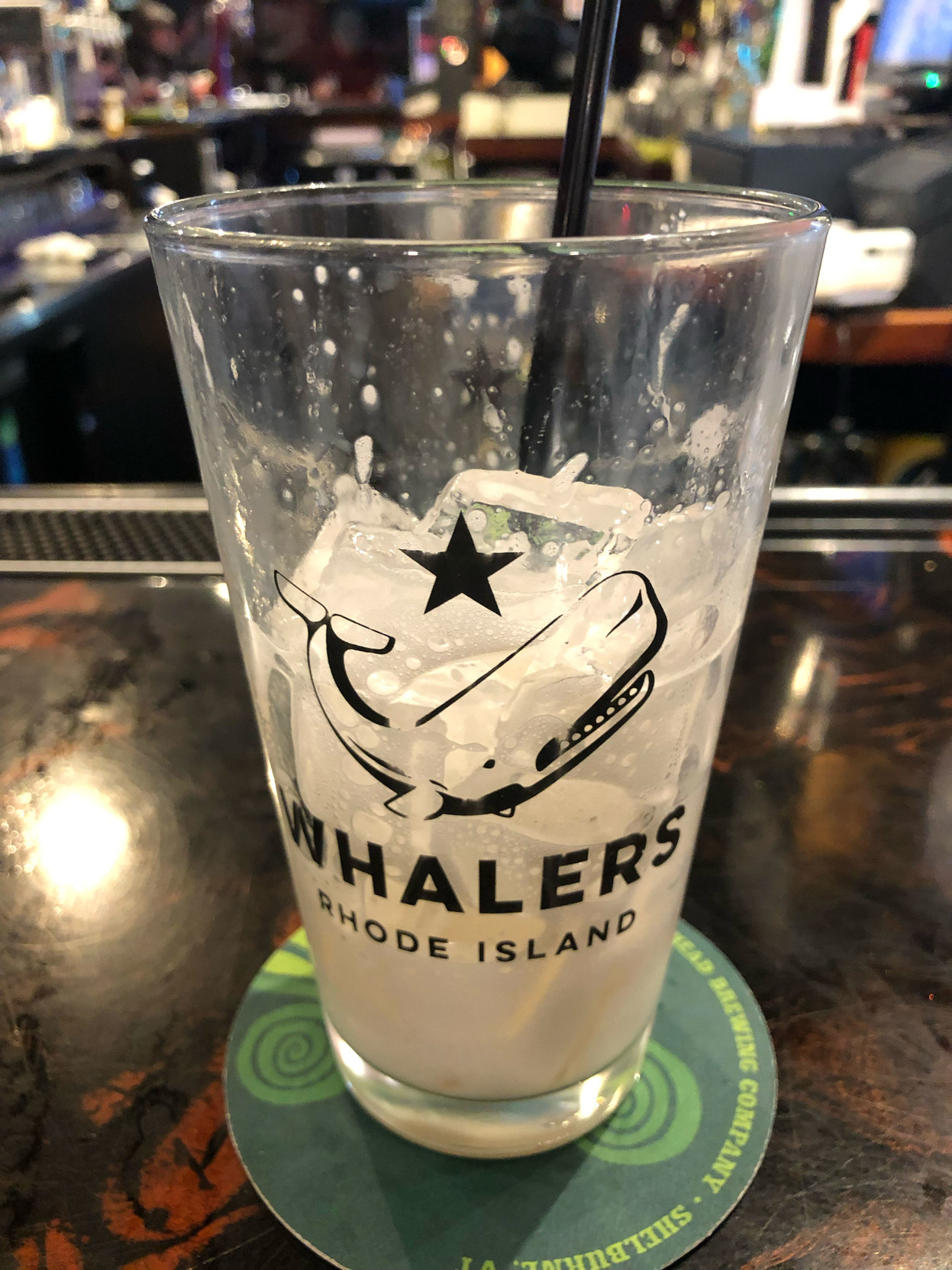 The icy remains of a tall, delicious White Russian.