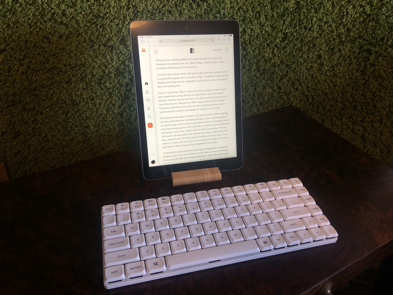 The keyboard, with the iPad in portrait orientation.