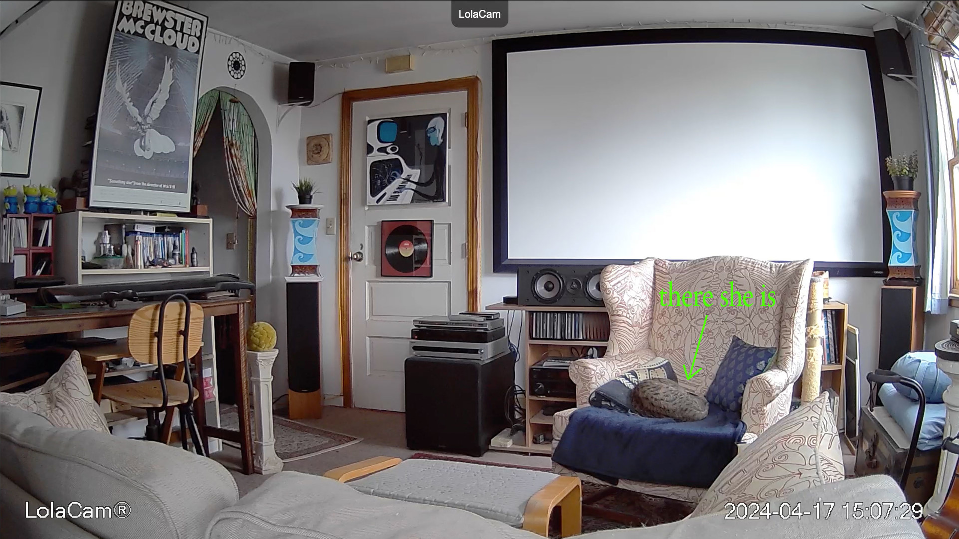 Lola sleeping in the big chair.