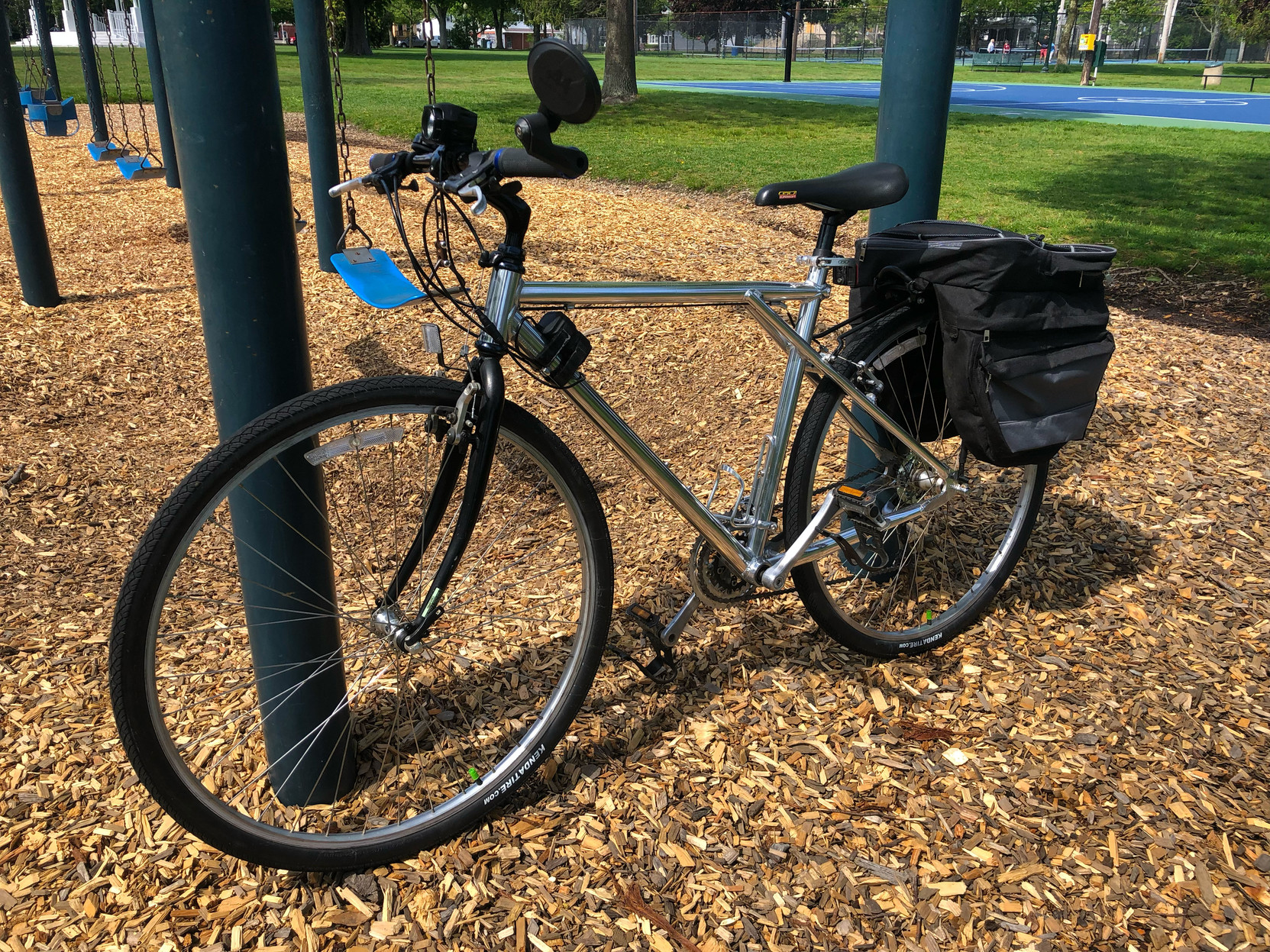 My refurbed GT Mirage gravel bike, with all the logo decals removed and the frame polished.