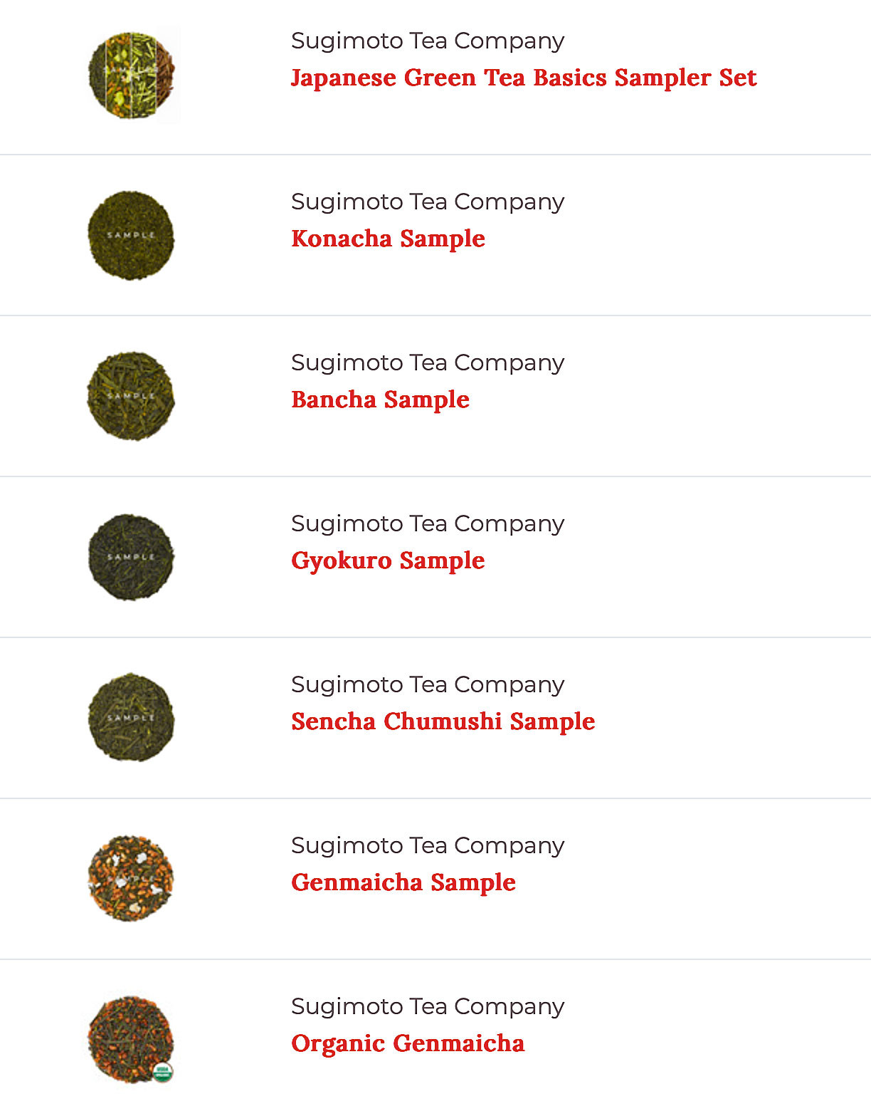 Each of these tea samples is 20 grams, and I got a pound of the organic genmaicha.