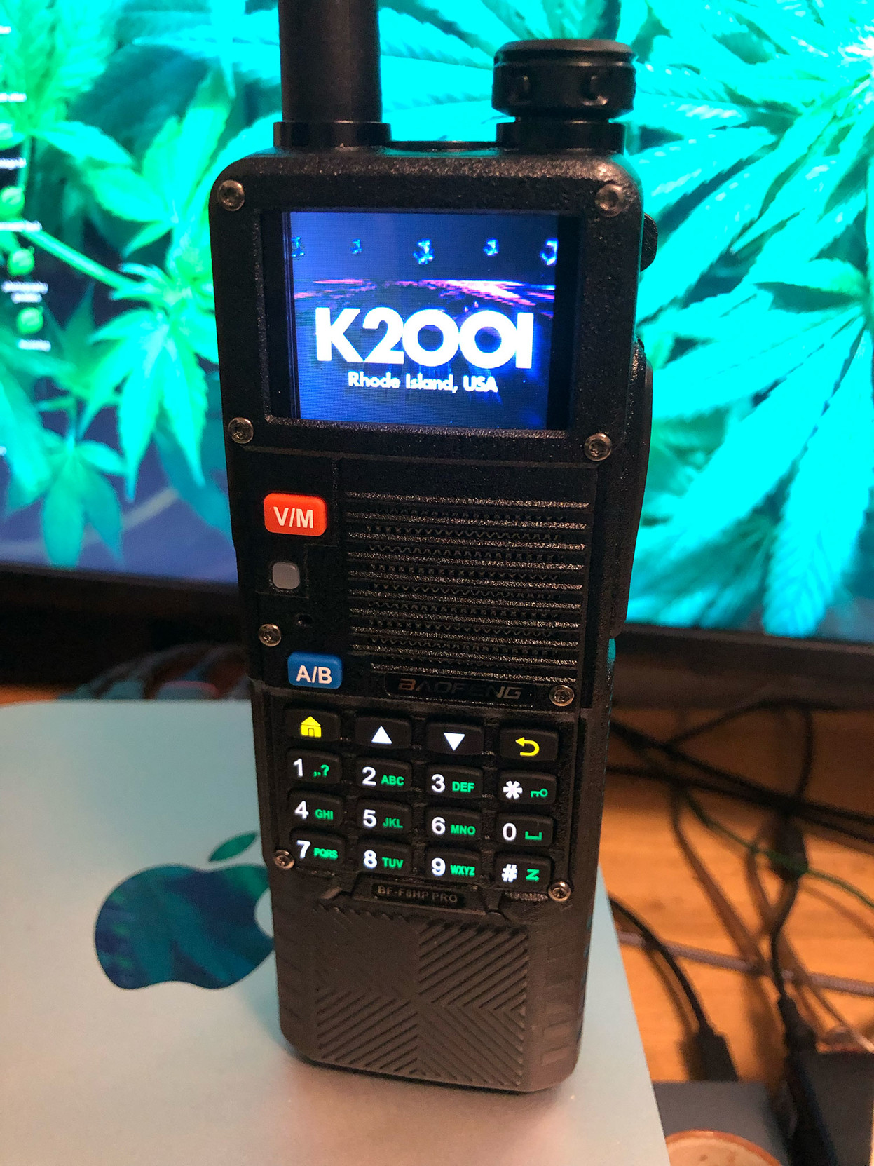 My little tri-band BTECH handheld, after I managed to install a custom boot screen! A thing of beauty.