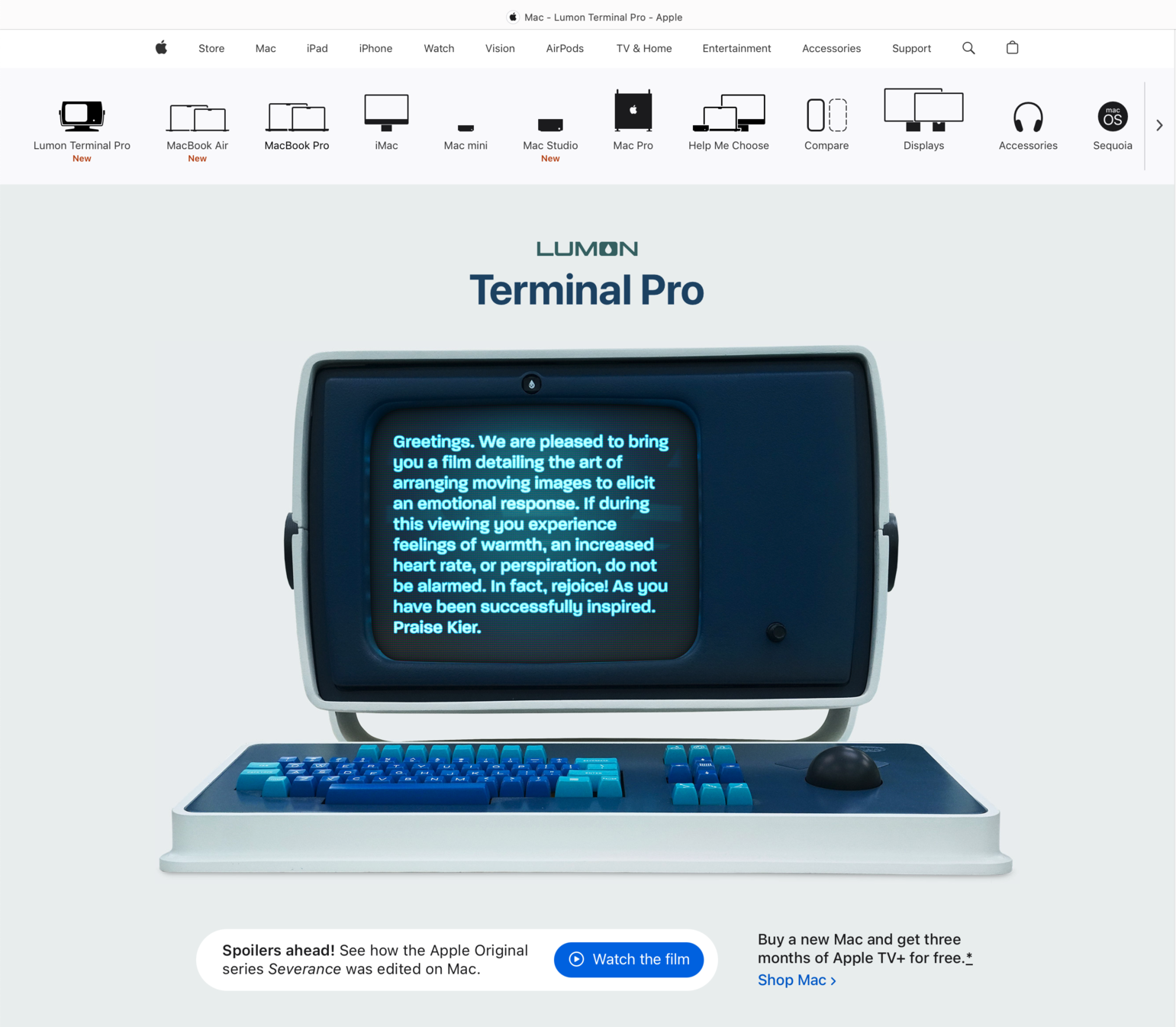 From Apple’s actual website – the Severance Lumon Terminal Pro.