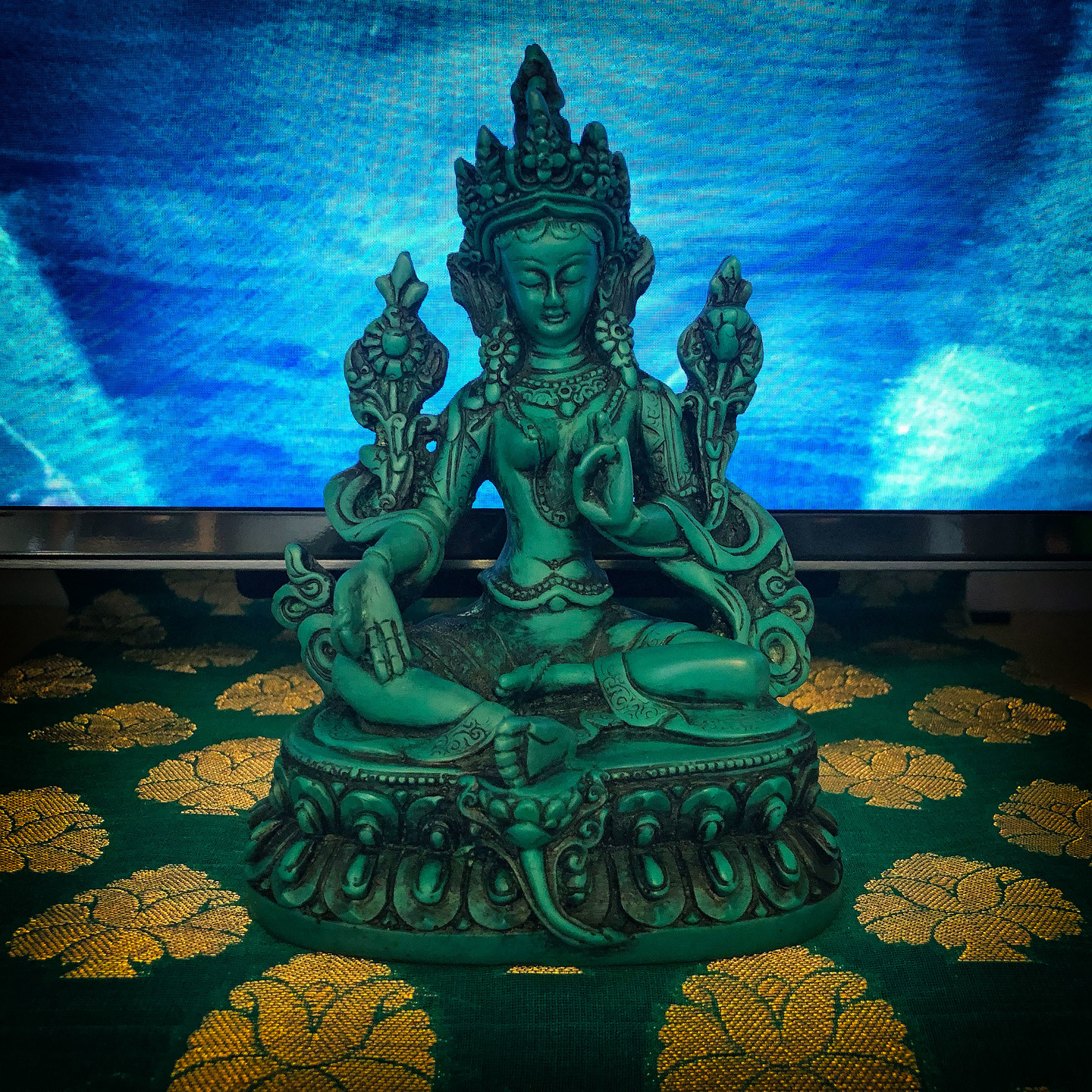 A lovely figure of Green Tara, about 6” tall.