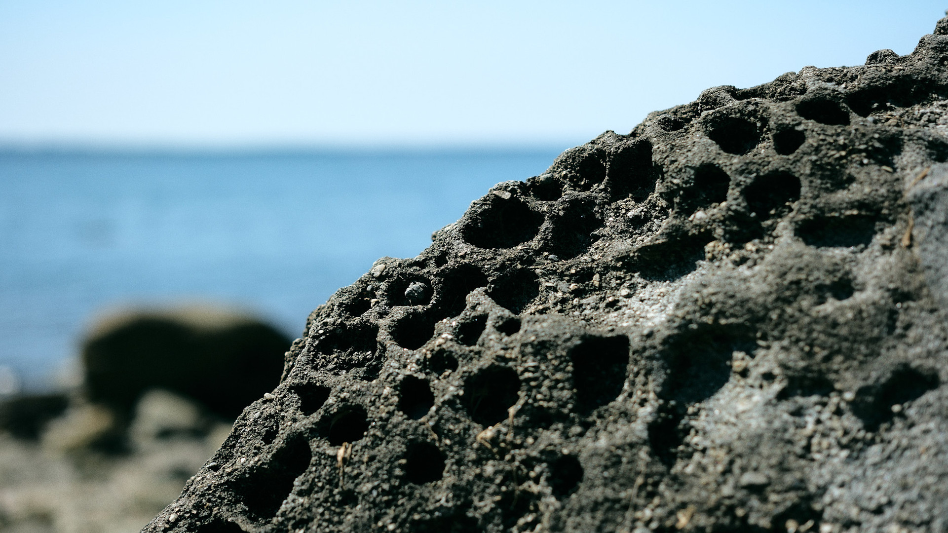 Some strange rock erosion at water’s edge in Colt State Park.