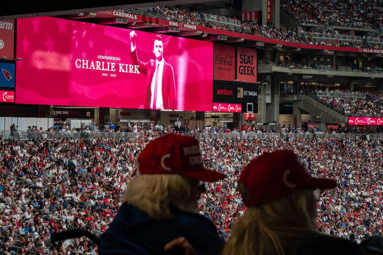 A stadium crowd for the odious Charlie Kirk’s funeral.
