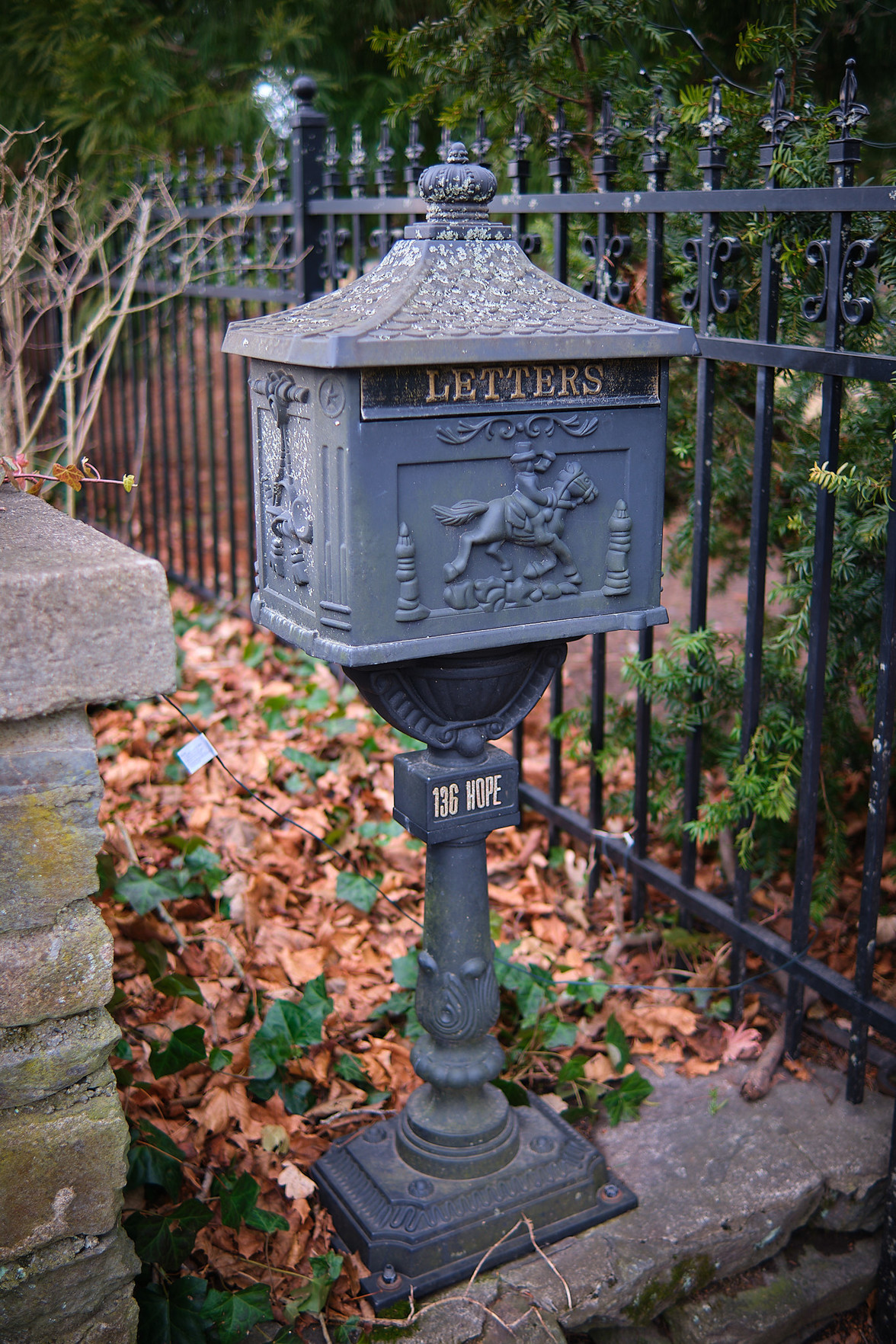 An elaborate mailbox by a Bristol home.